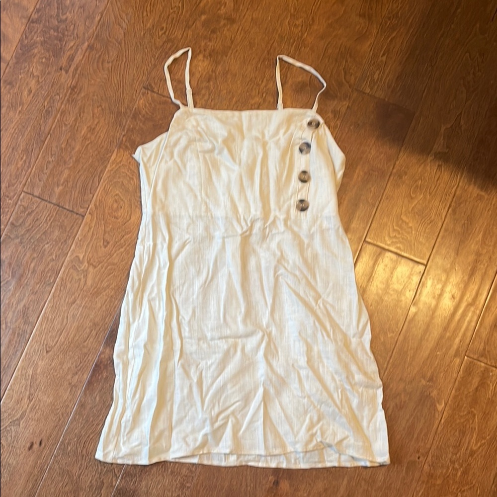 White Button-Detail Dress